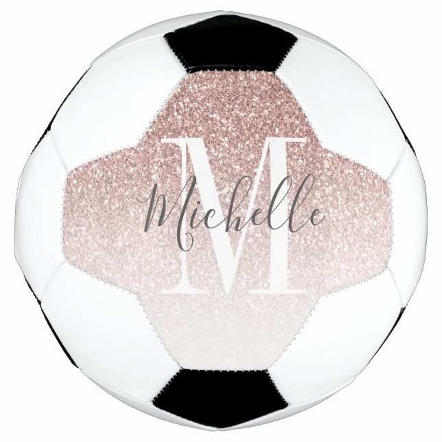 Ballon De Foot Fille Rose Gold Blush Parties scintillant rose Nom (Devant)