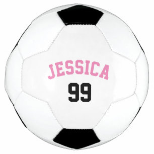Ballon De Foot Fille rose Nom noir Nombre minimaliste