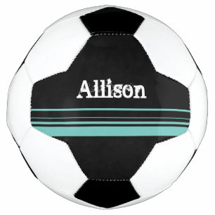 Ballon De Foot Fille Turquoise Noir rayé Personnalisé