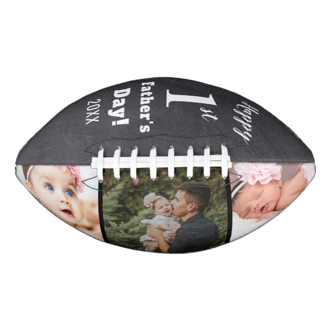 Ballon De Foot First Father's Day New Dad 3 Photo Chalkboard (Devant)
