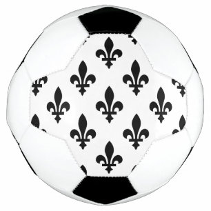 Ballon De Foot Fleur de Lis Motif, Royal French, Noir sur Blanc