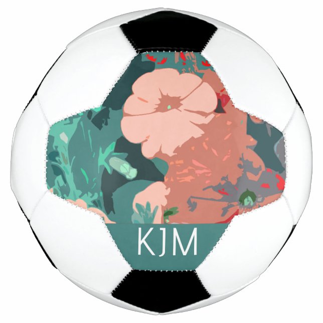 Ballon De Foot Fleur sauvage Monogrammes Floral Mariage Cadeau d' (Devant)
