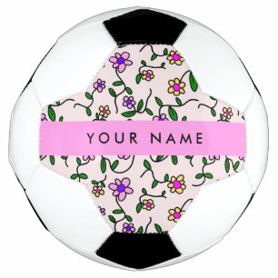 Ballon De Foot Fleurs Colorées, Fond Rose, Rose