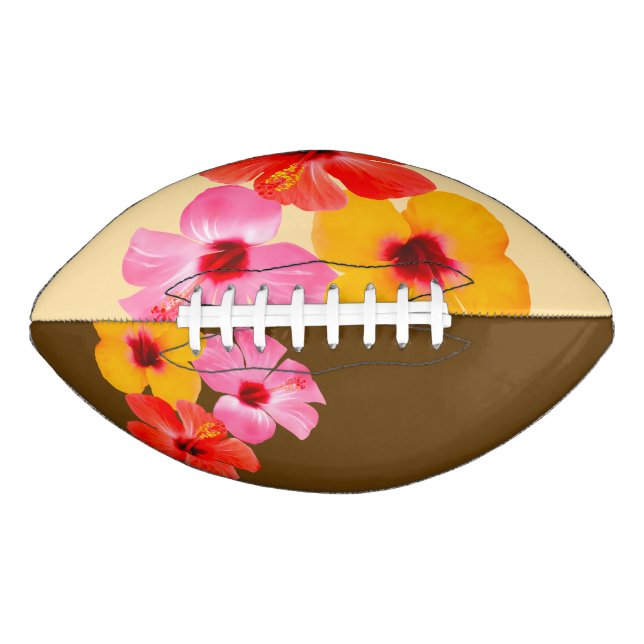 Ballon De Foot Fleurs rouges Orange rose Hibiscus (Devant)