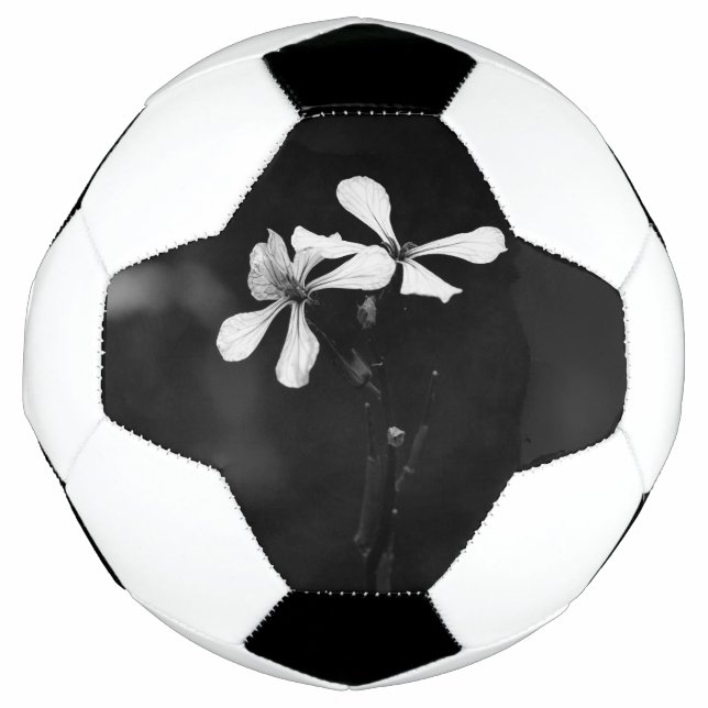 Ballon De Foot floral noir et blanc minimal (Devant)