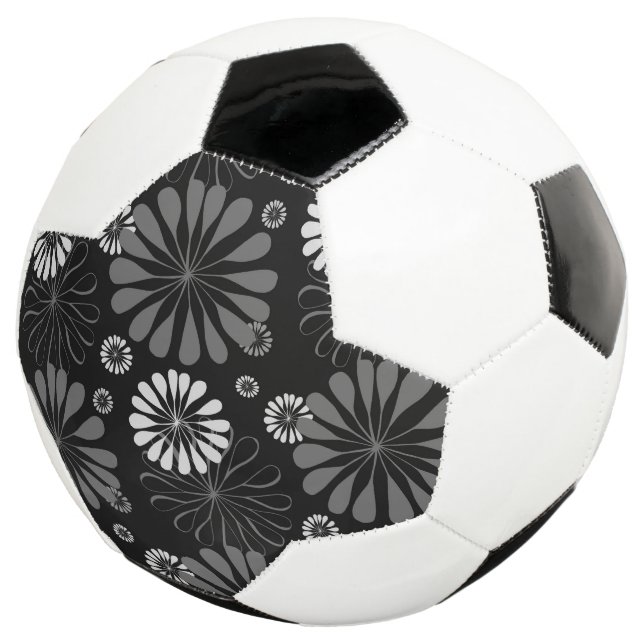 Ballon De Foot Floral noir et blanc rétro (3/4)