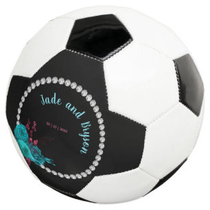 Ballon De Foot Flore Turquoise et Mauve Elegant Rhinestone
