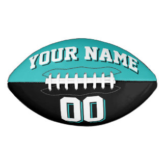 Ballon De Foot Football personnalisé bicolore turquoise et noir