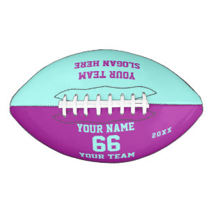 Ballon De Foot Football Turquoise violet avec nom, numéro, équi