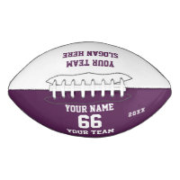 Football violet avec nom, nombre, équipe