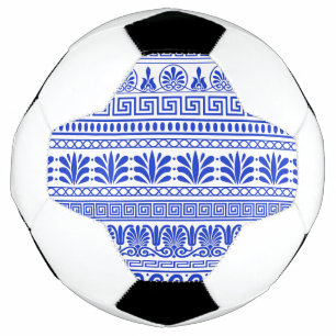 Ballon De Foot Fret grec, Motif méditerranéen, Bleu