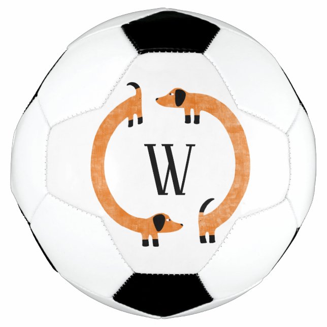 Ballon De Foot Funny Dachshund Saucisse Chien Monogramme (Devant)