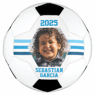 Ballon De Foot Garde photo personnalisée Multi Bleu Stripes