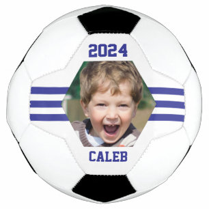 Ballon De Foot Garde photo personnalisée Royal Blue Stripes