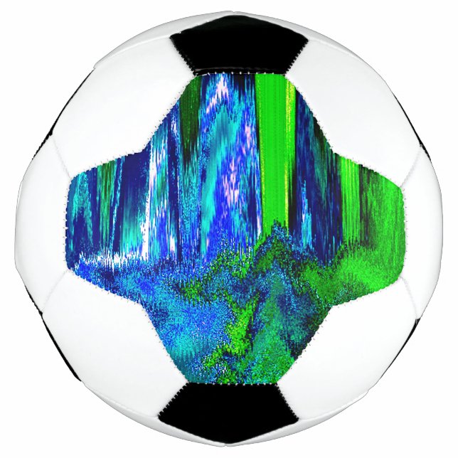 Ballon De Foot Glitch fondu (bleu et vert) (Devant)