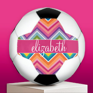 Ballon De Foot Grand Motif coloré Chevron Nom personnalisé