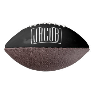 Ballon De Foot Gras & Moderne Votre Nom ou Mot   Blanc sur Noir