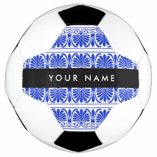 Ballon De Foot Grec Fret Arabesque Bleu, Votre Nom, Personnaliser