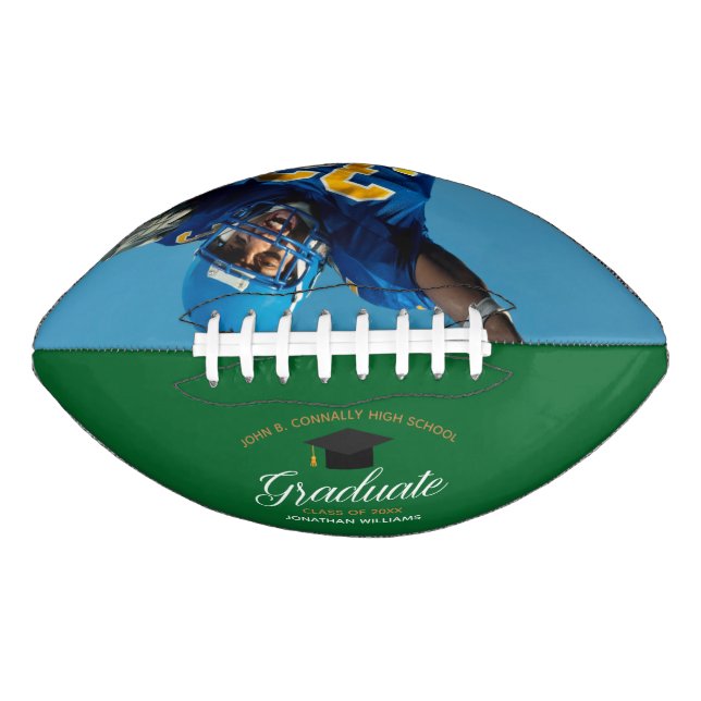 Ballon De Foot Green Graduation Custom High School Graduate Photo (Devant)