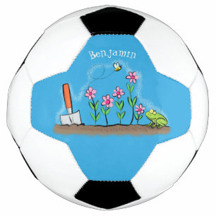 Ballon De Foot Grenouille mignonne et abeille dans le jardin dess