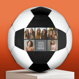 Ballon De Foot Gris noir 5 photo Collage avec texte