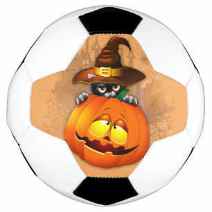 Ballon De Foot Halloween Cute Kitty Witch et ami Citrouille