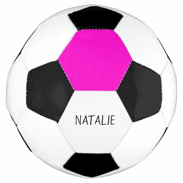 Ballon De Foot hexagone rose et votre nom (Devant)