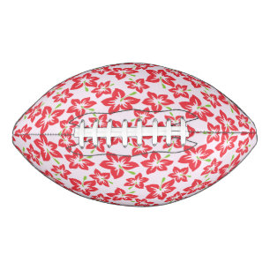 Ballon De Foot Hibiscus Rouge, Fleurs Rouges, Motif De Fleurs