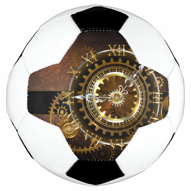 Ballon De Foot Horloge Steampunk avec des engrenages anciens (Devant)