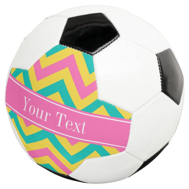 Ballon De Foot Hot rose 2 Ananas Turquoise LG Chevron Nom Monogra (3/4)