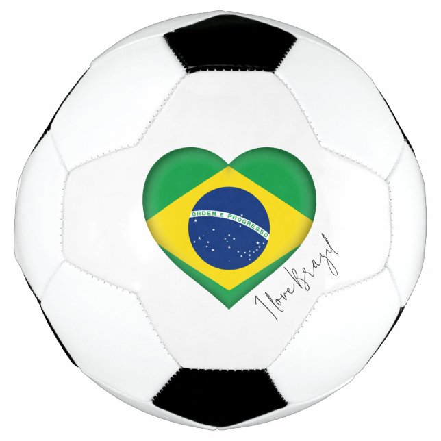 Ballon De Foot I Love Brésil Drapeau Couleurs Coeur balle de foot (Devant)