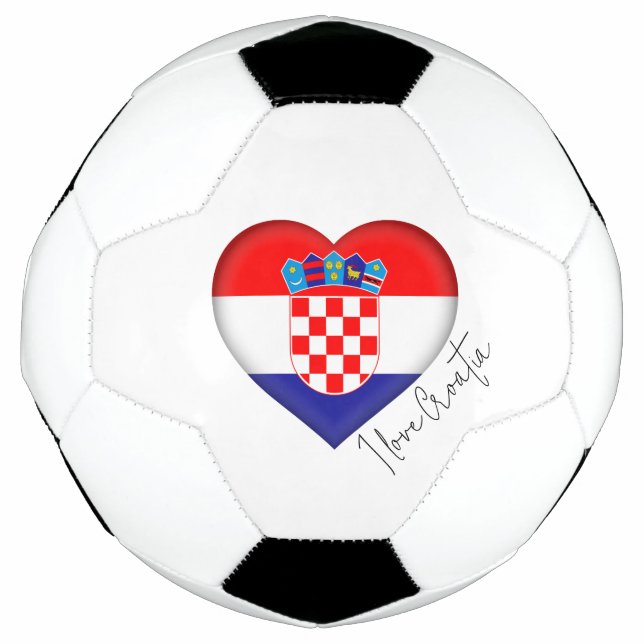 Ballon De Foot I Love Croatie Drapeau Couleurs Coeur Soccer Ball (Devant)