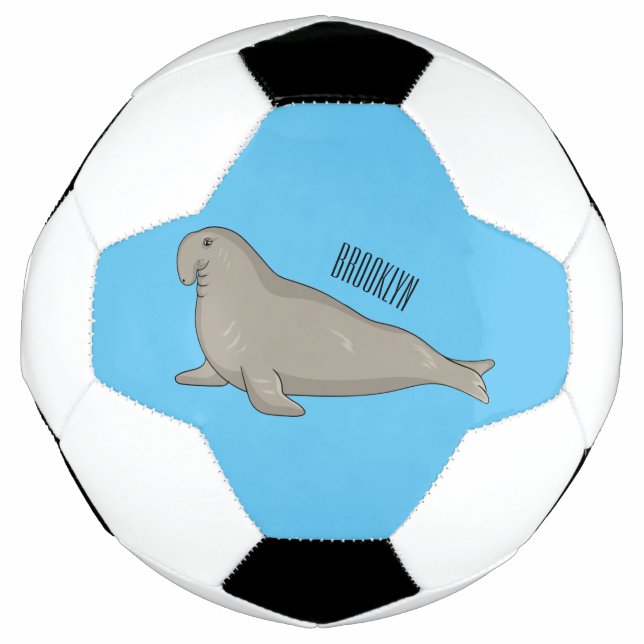 Ballon De Foot Illustration de dessin animé de phoque éléphant (Devant)