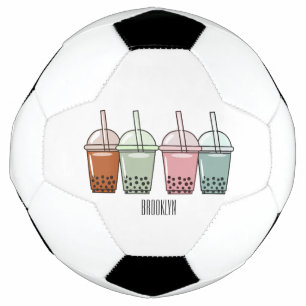 Ballon De Foot Illustration de dessin animé pour le thé de bulle