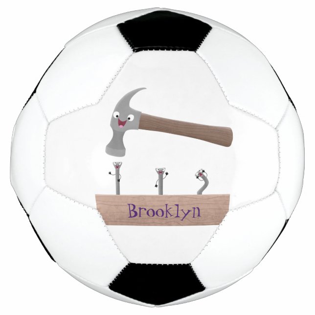 Ballon De Foot Illustration de dessin mignon, marteau et ongles (Devant)