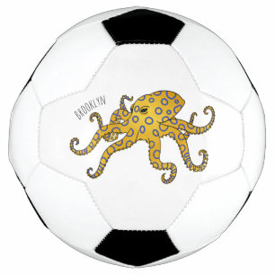 Ballon De Foot Illustration de poulpe à anneau bleu