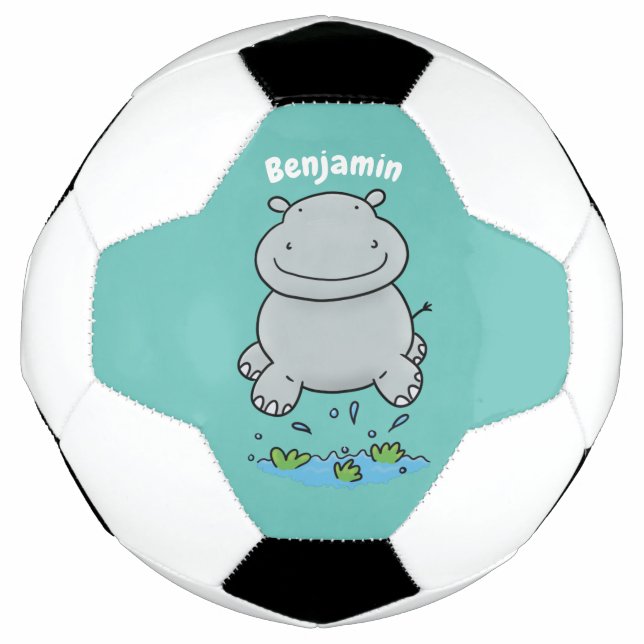 Ballon De Foot Illustration de saut en hippo mignon (Devant)