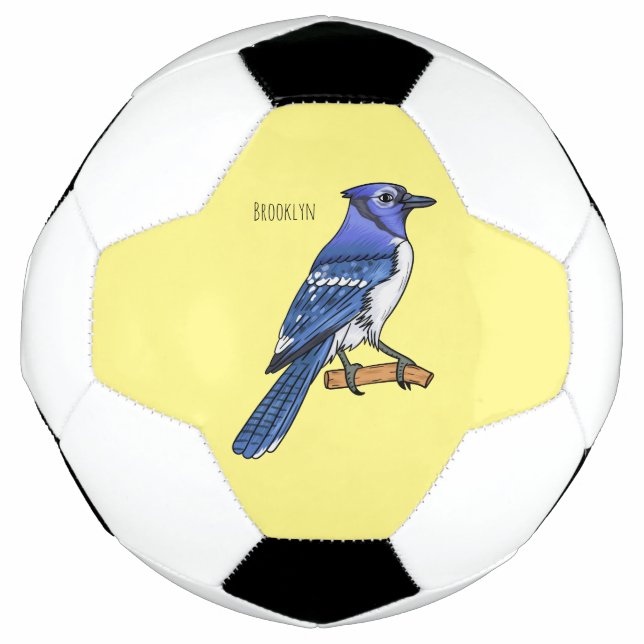 Ballon De Foot Illustration d'oiseau de jay bleu (Devant)