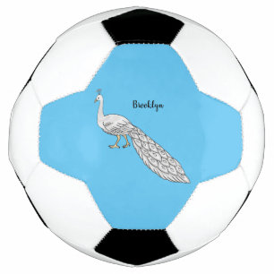 Ballon De Foot Illustration d'oiseau de paon blanc
