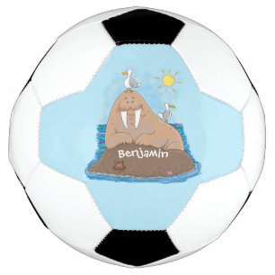 Ballon De Foot Illustration drôle de morse joyeux