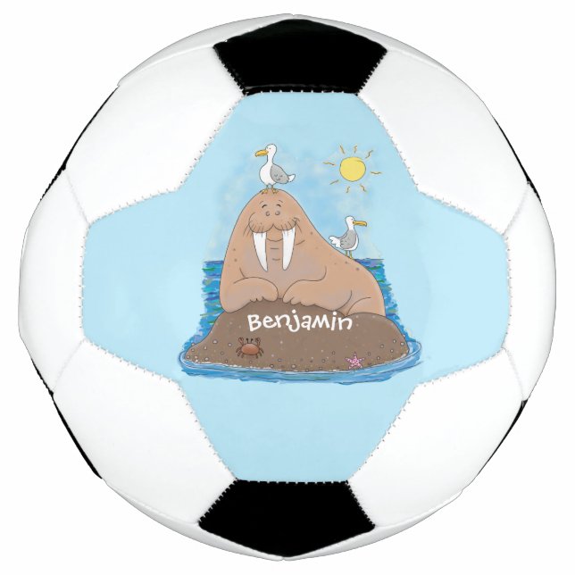 Ballon De Foot Illustration drôle de morse joyeux (Devant)