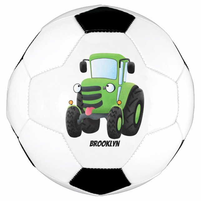 Ballon De Foot Illustration du joli joyeux tracteur agricole vert (Devant)