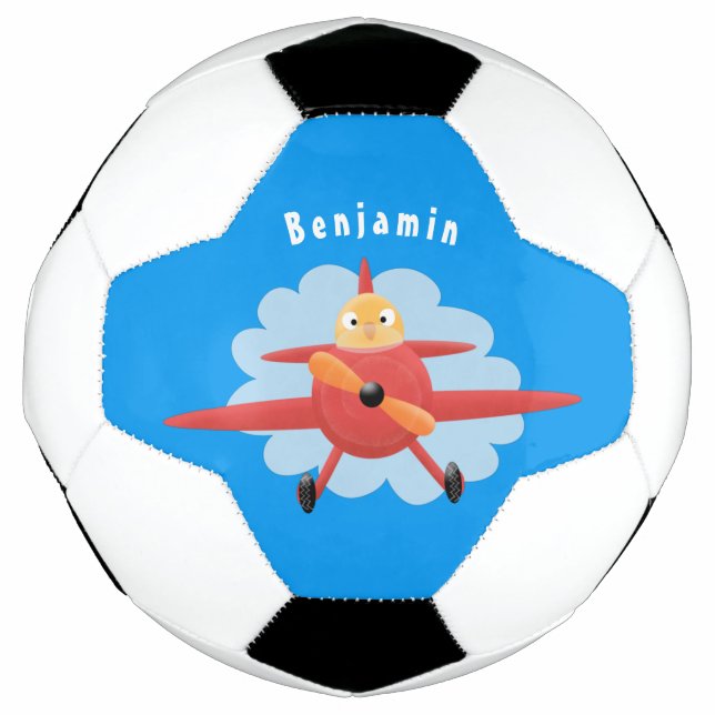 Ballon De Foot Illustration d'un avion rouge volant mignon (Devant)