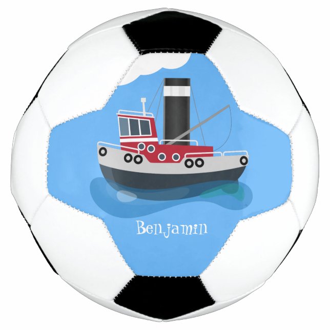 Ballon De Foot Illustration d'un bateau à chalutier mignon (Devant)