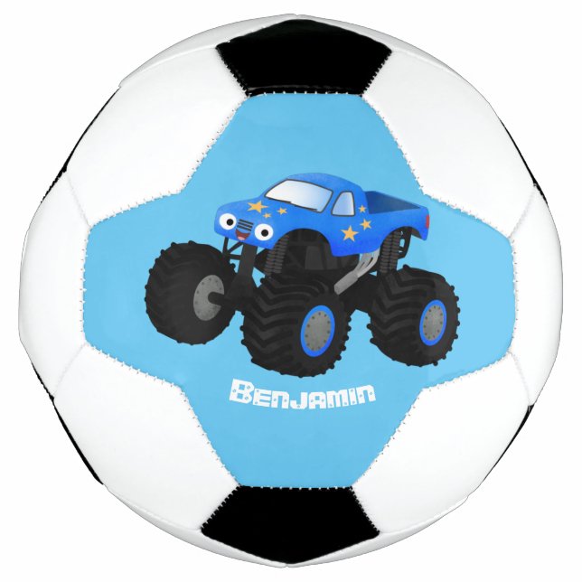 Ballon De Foot Illustration d'un camion monstre bleu mou (Devant)
