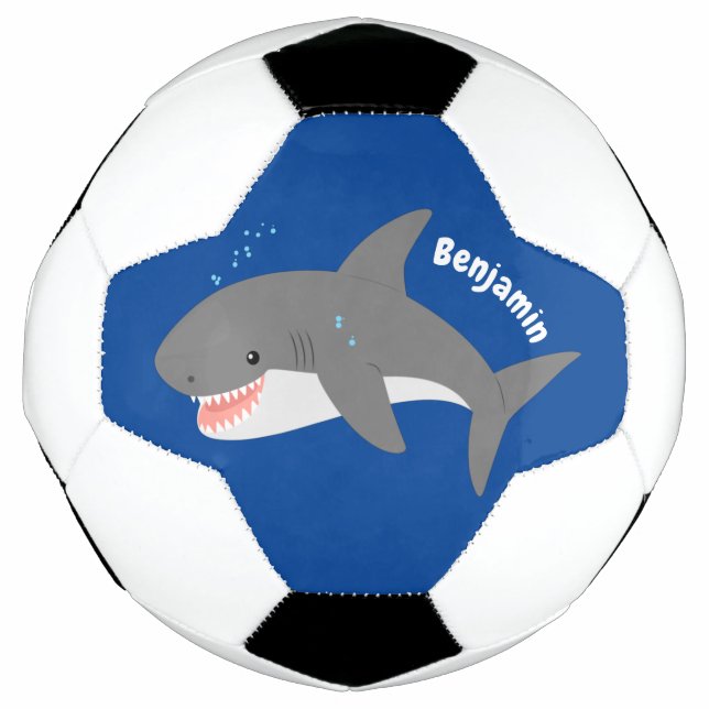 Ballon De Foot Illustration joyeuse du grand requin blanc (Devant)