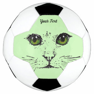 Ballon De Foot Illustration Visage de chat noir Yellow Eyes vert