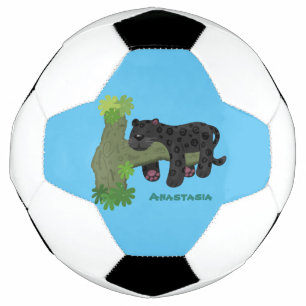Ballon De Foot Image de dessin animé de chat en panthère noire ja