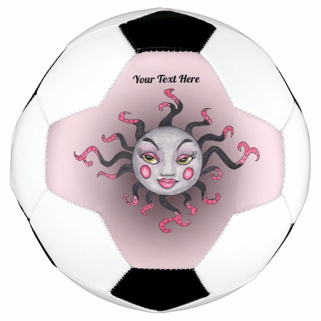 Ballon De Foot Imaginaire soleil joli visage rose gris noir (Devant)