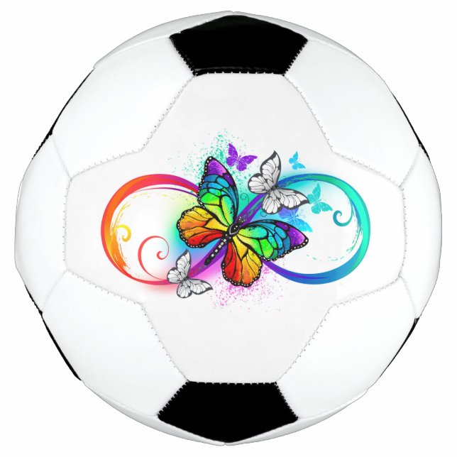 Ballon De Foot Infini brillant avec papillon arc-en-ciel (Devant)